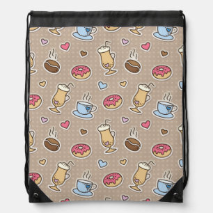 Coffee pattern drawstring bag