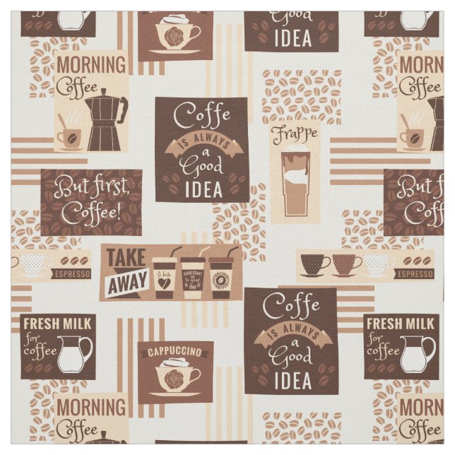 Coffee Pattern fabric (Swatch)
