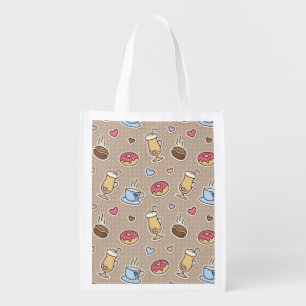 Coffee pattern grocery bag