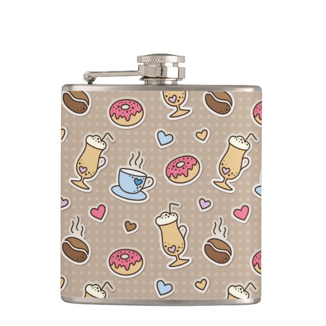 Coffee pattern hip flask (Front)