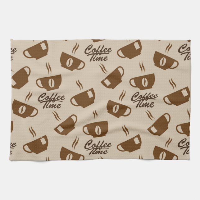 Coffee pattern kitchen towel (Horizontal)