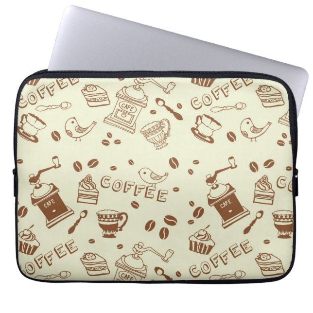 Coffee pattern laptop sleeve (Front)