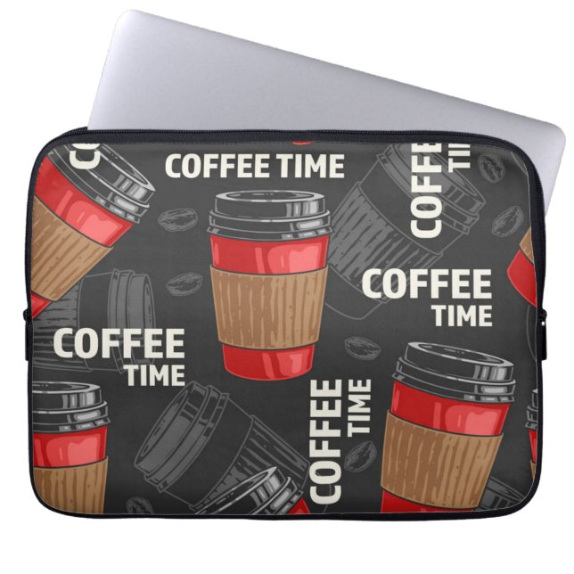 Coffee pattern laptop sleeve (Front)