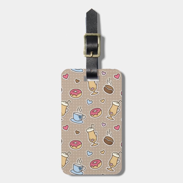 Coffee pattern luggage tag (Front Vertical)