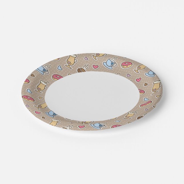 Coffee pattern paper plates (Angled)