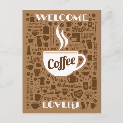 Coffee Pattern Postcard
