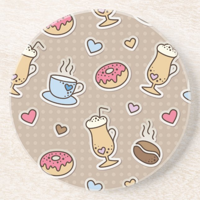 Coffee pattern sandstone coaster (Front)