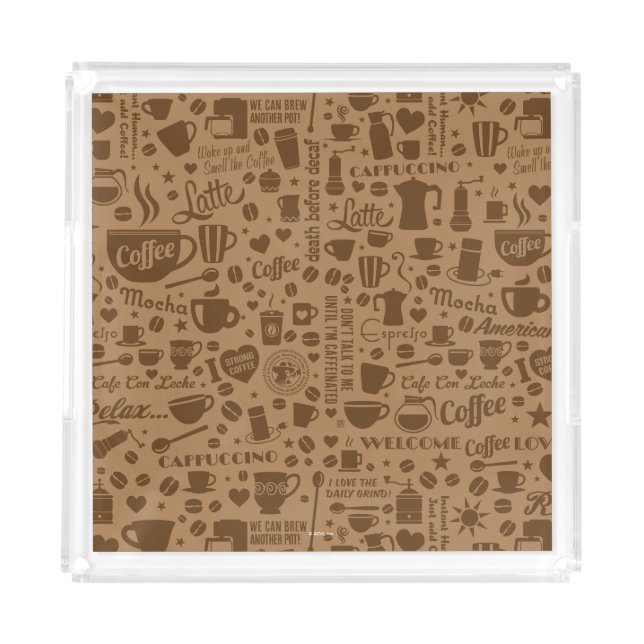 Coffee Pattern Square Acrylic Tray (Front)