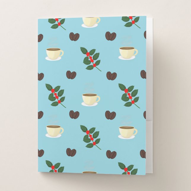 Coffee Pattern with Beans, Cups, and Coffee trees Pocket Folder (Front)