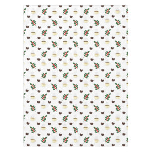 Coffee Pattern with Beans, Cups, and Coffee trees Tablecloth