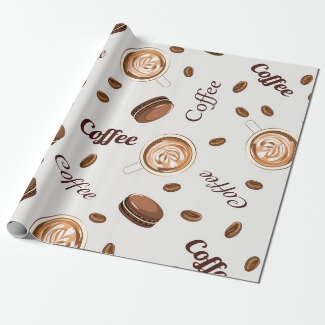Coffee pattern wrapping paper (Unrolled)