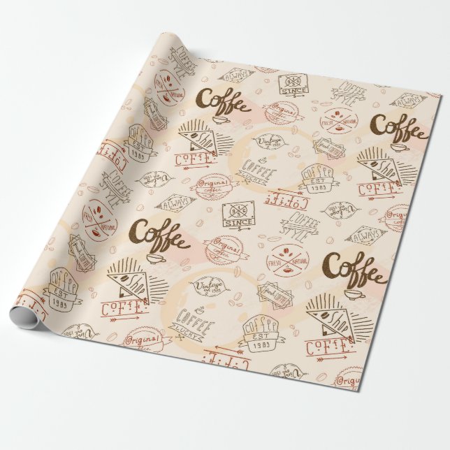 Coffee  Pattern Wrapping Paper (Unrolled)