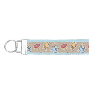 Coffee pattern wrist keychain