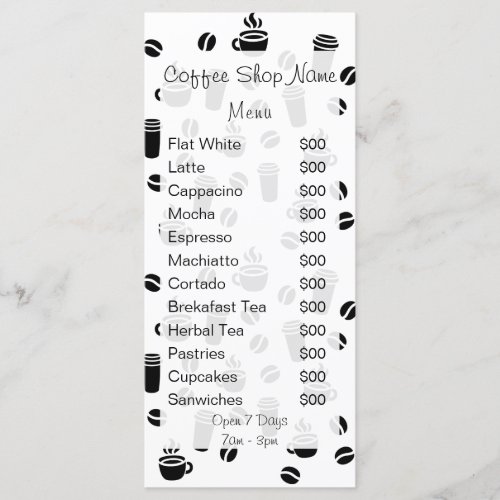 Coffee Patterned Cafe Business Logo Price List Menu