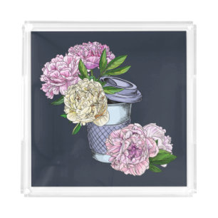 Coffee & Peonies Acrylic Tray