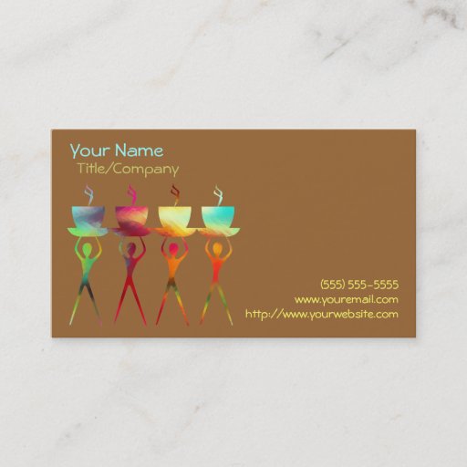 Customizable Coffee People Rainbow Business Card Template