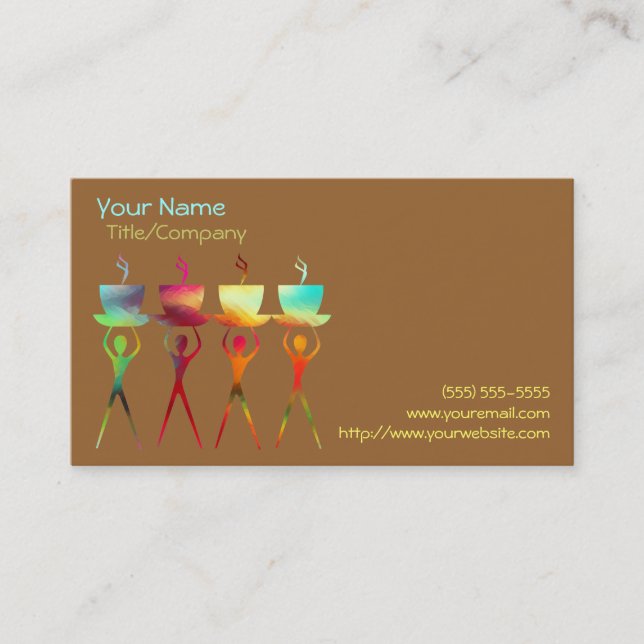 Coffee People Rainbow Business Card Template (Front)