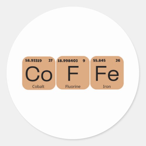 Coffee Periodic Table Element Classic Round Sticker