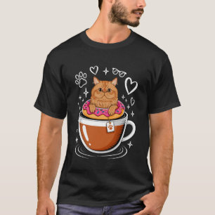 Coffee Persian Cat Donut Long Sleeve T-Shirt
