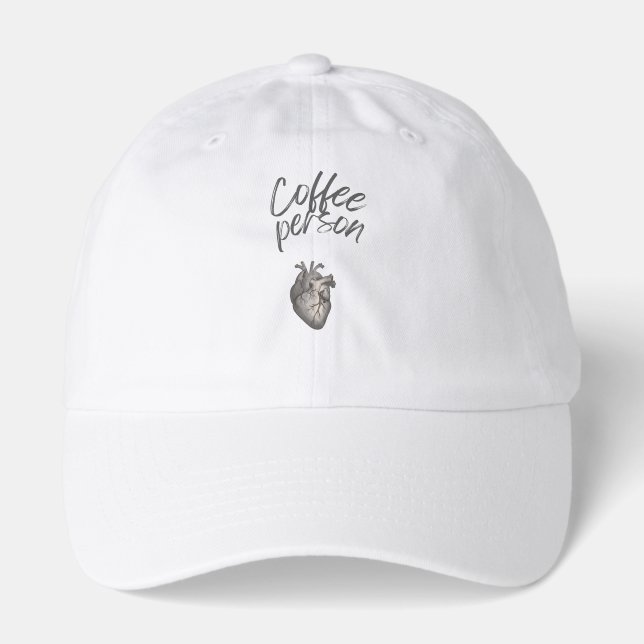 Coffee Person Embroidered Style Minimalist Trucker Hat (Front)