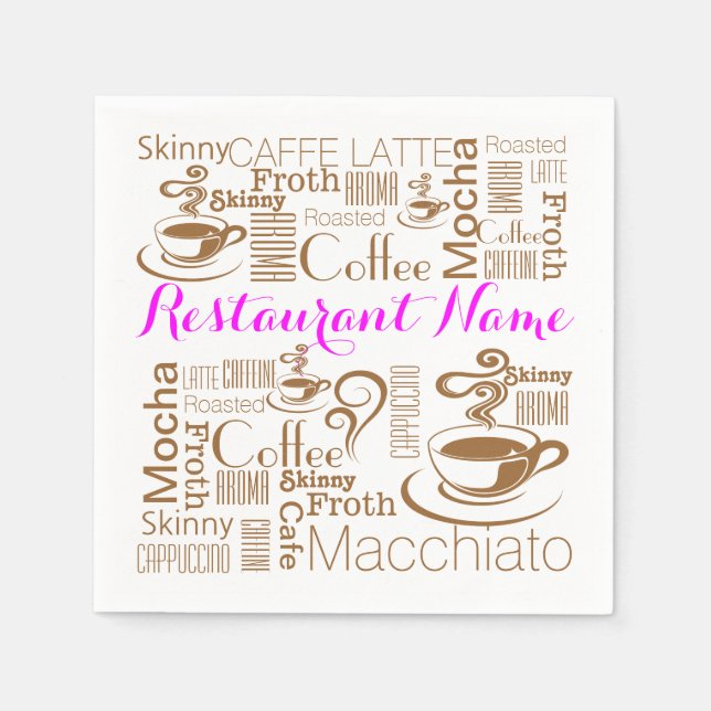 Coffee PERSONALIZE diner name Paper Napkins (Front)