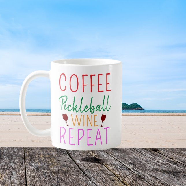 Coffee Pickleball Wine Repeat Coffee Mug (Creator Uploaded)