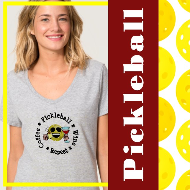 Coffee, Pickleball, Wine, Repeat Funny Cute T-Shirt (Creator Uploaded)