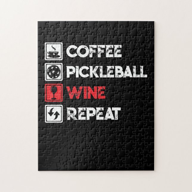 Coffee Pickleball Wine Repeat Funny Jigsaw Puzzle (Vertical)