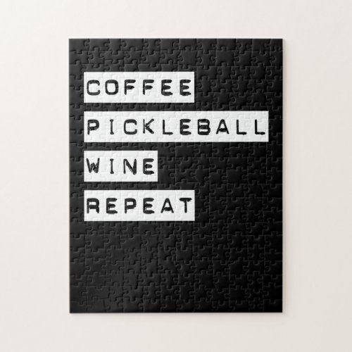 Coffee Pickleball Wine Repeat Jigsaw Puzzle