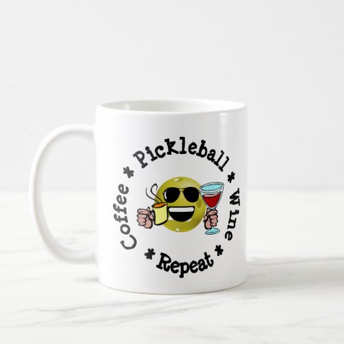 Coffee Pickleball Wine Repeat Pickleball Addict Coffee Mug