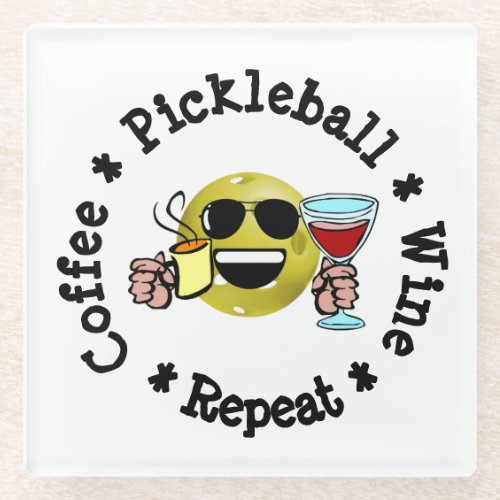 Coffee Pickleball Wine Repeat Pickleball Addict Glass Coaster