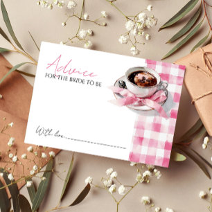 Coffee Pink Bow Bridal Shower Advice Card