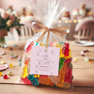 Coffee Pink Bow Cafe Bebe Girl Baby Shower Decor Favor Tags