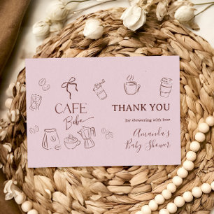 Coffee Pink Bow Cafe Bebe Girl Baby Shower Thank You Card