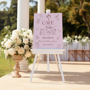 Coffee Pink Bow Cafe Bebe Girl Baby Shower Welcome Foam Board
