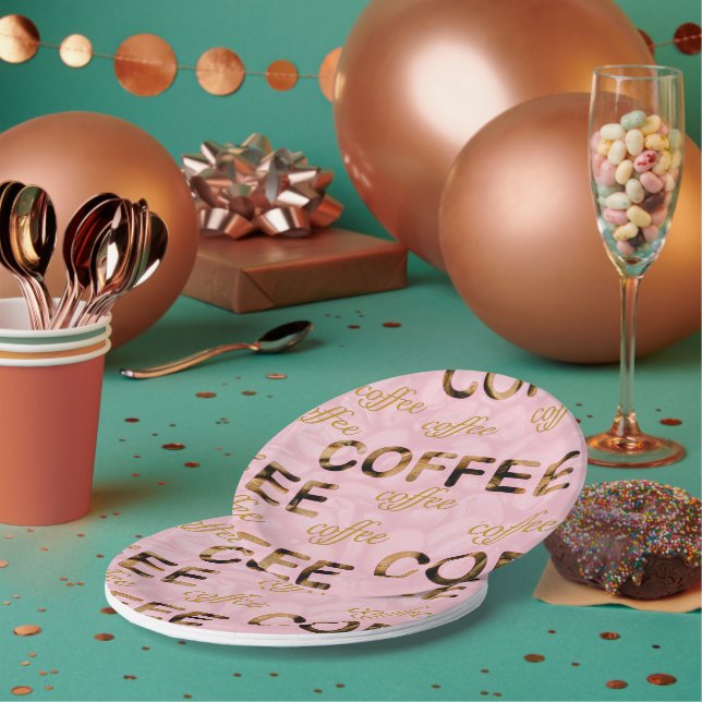 Coffee pink gold    paper plates (Multi)