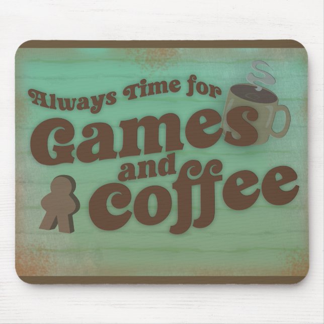 Coffee Plus Games Fun Time Retro Design Mouse Pad (Front)