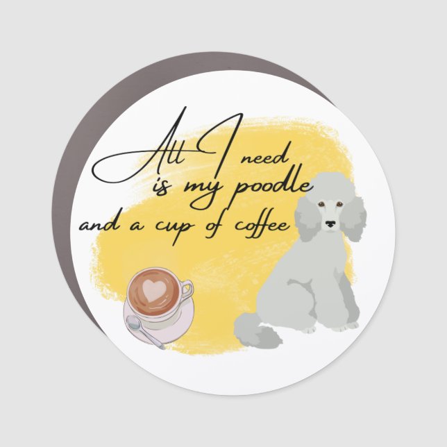 Coffee & Poodle Sticker! Car Magnet (Front)