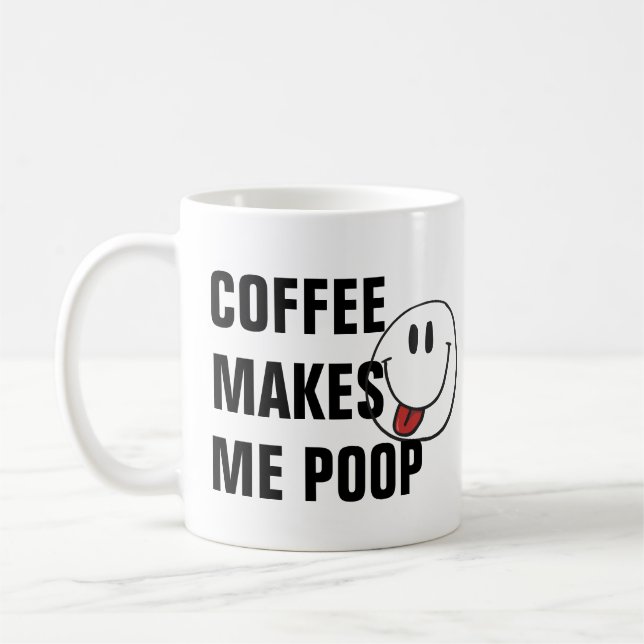 Coffee Poop Pun Mug - Funny Birthday Humor (Left)