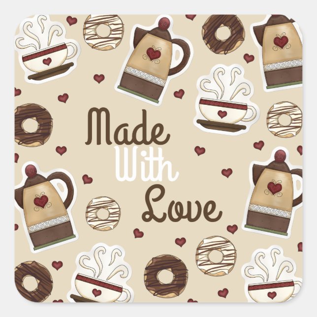 Coffee Pot and Cup Square Sticker (Front)