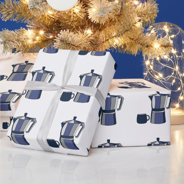 Coffee Pot Coffee Mug Birthday Wrapping Paper (Holidays)
