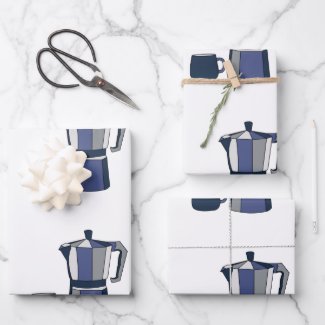 Coffee Pot Coffee Mug Birthday Wrapping Paper Sheets