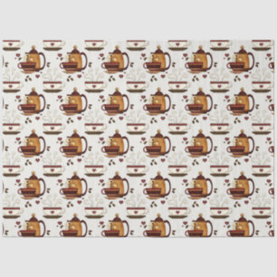 Coffee Pot & Cups Cute Pattern Decoupage Tissue P Tissue Paper