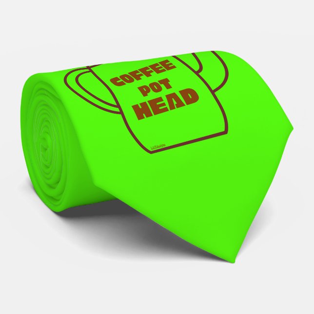 COFFEE POT HEAD funny coffee pun gift idea         Neck Tie (Rolled)