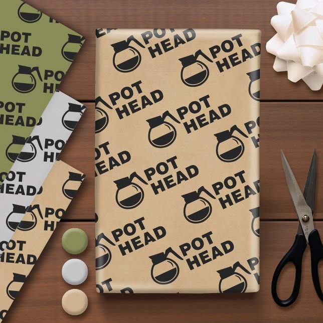 Coffee Pot Head - simple drawing Wrapping Paper Sheets (Coffee Lover Wrapping Paper)
