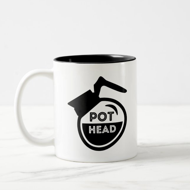 Coffee Pot Head Two-Tone Coffee Mug (Left)