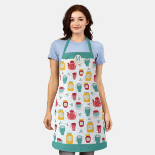 Coffee Pot, Jam, Honey Jar Pattern Monogram Apron