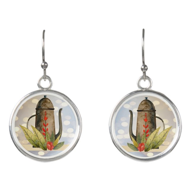 Coffee Pot Retro Earrings (Front)