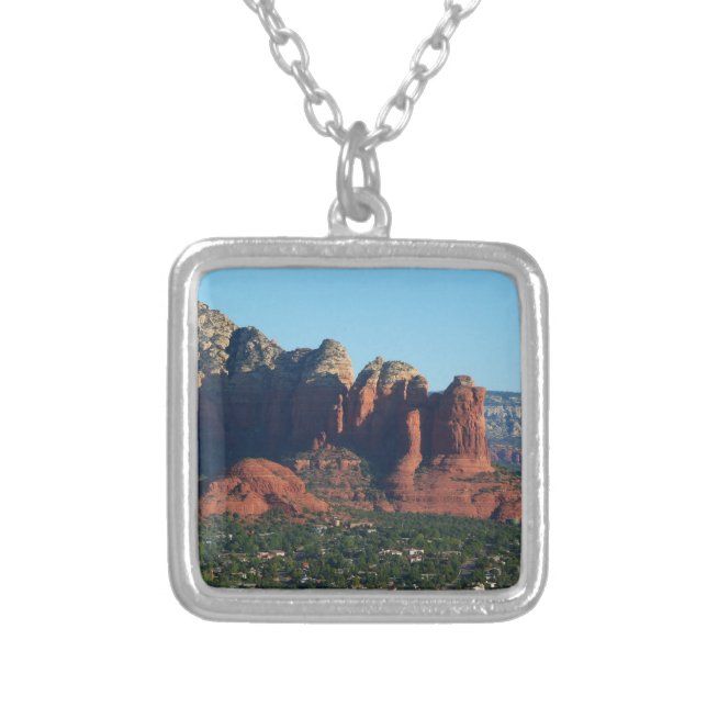 Coffee Pot Rock I in Sedona Arizona Silver Plated Necklace (Front)