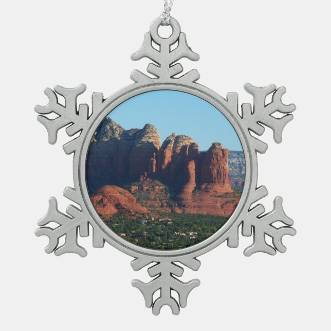 Coffee Pot Rock I in Sedona Arizona Snowflake Pewter Christmas Ornament (Front)